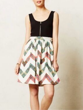 Anthropologie MaeveChevron Print dress— White with Multicolor Chevron